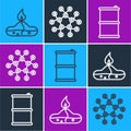 Set line Alcohol or spirit burner, Barrel oil and Molecule oil icon. Vector Royalty Free Stock Photo