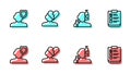 Set line Alcoholism, Psychology, Broken heart or divorce and Psychological test icon. Vector