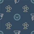 Set line Alcoholism, Schizophrenia and Psychology on seamless pattern. Vector