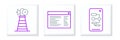 Set line Algorithm, Antenna and Software, web developer programming code icon. Vector Royalty Free Stock Photo