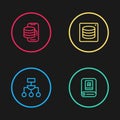 Set line Algorithm, Artificial intelligence AI, Server, Data and Cloud technology data transfer icon. Vector Royalty Free Stock Photo
