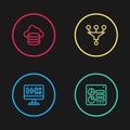 Set line Algorithm, Computer api interface, Funnel filter and Cloud database icon. Vector Royalty Free Stock Photo