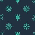 Set line Algorithm, Copywriting network and Plane on seamless pattern. Vector Royalty Free Stock Photo