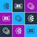 Set line Algorithm, Gear and House plan icon. Vector Royalty Free Stock Photo