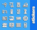 Set line Algorithm, Processor with microcircuits CPU, Antenna, Robot, Remote control, Industrial machine robotic robot Royalty Free Stock Photo