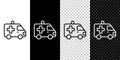 Set line Ambulance and emergency car icon isolated on black and white, transparent background. Ambulance vehicle medical Royalty Free Stock Photo