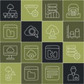 Set line Analyst engineer, Server and gear, Data analysis, Server, Data, Web Hosting, Search cloud computing, File Royalty Free Stock Photo