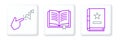 Set line Ancient magic book, Spell and icon. Vector Royalty Free Stock Photo