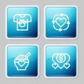 Set line Animal volunteer, Volunteer, Donation food and and charity icon. Vector