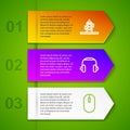 Set line Antenna, Headphones, Computer mouse and Security camera. Business infographic template. Vector Royalty Free Stock Photo