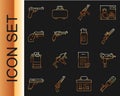 Set line Anti-tank hand grenade, UZI submachine gun, Hunting, Tommy, Revolver, Small revolver, Mauser and Weapons oil