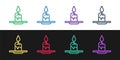 Set line Aroma candle icon isolated on black and white background. Vector Royalty Free Stock Photo