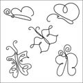 Set of line art butterflies