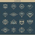 Set of line art deco logotypes frames borders