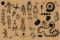 Set of line art doodle and variety of objects Royalty Free Stock Photo