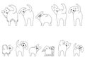 Set of line art funny dogs showing their butts Royalty Free Stock Photo