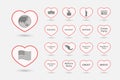 Set of line art hearts with politics, democracy, diplomacy and Royalty Free Stock Photo