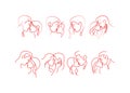 One Line Couple Face Set Line Art design Royalty Free Stock Photo