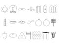 Set of line art Jewish icon on White background