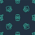 Set line Artificial intelligence AI, Cloud database and Neural network on seamless pattern. Vector Royalty Free Stock Photo