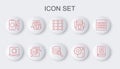 Set line Artificial intelligence AI, Processor CPU, Neural network, Chat bot, Server, Data and icon. Vector Royalty Free Stock Photo