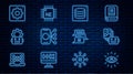 Set line Artificial intelligence AI, robot, Server, Data, Neural network, Robot setting, Computer api interface, Chat Royalty Free Stock Photo
