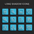 Set line Artificial intelligence AI, Server, Data, Algorithm, Processor CPU, Chat bot and icon. Vector Royalty Free Stock Photo
