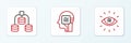 Set line Artificial intelligence AI, Server, Data and Humanoid robot icon. Vector Royalty Free Stock Photo