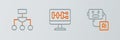 Set line Artificial intelligence robot, Algorithm and icon. Vector Royalty Free Stock Photo