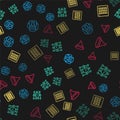 Set line Artificial intelligence robot, Neural network, Binary code and Funnel filter on seamless pattern. Vector Royalty Free Stock Photo