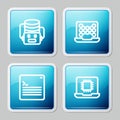Set line Artificial intelligence robot, Neural network, Web developer programming code and Processor CPU icon. Vector Royalty Free Stock Photo