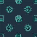 Set line Artificial intelligence robot, Processor CPU and Web developer programming code on seamless pattern. Vector Royalty Free Stock Photo