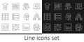 Set line Artificial intelligence robot, Server, Data, Chat, Neural network, Graduation cap, Humanoid and Binary code Royalty Free Stock Photo