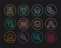 Set line Artificial intelligence robot, Server, Data, Cloud database, Binary code, AI, Processor CPU and Algorithm icon Royalty Free Stock Photo
