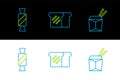 Set line Asian noodles and chopsticks, Candy and Bread toast icon. Vector