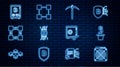 Set line ASIC Miner, Bitcoin plant the pot, Pickaxe, Cryptocurrency bitcoin circuit, Blockchain technology, Proof of