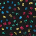 Set line ASIC Miner, Bitcoin think, Cryptocurrency bitcoin and Smart contract on seamless pattern. Vector