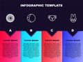 Set line Astrology horoscope circle, Eclipse of the sun, Dog zodiac and Rabbit. Business infographic template. Vector Royalty Free Stock Photo