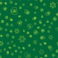Set line Atom, Molecule and on seamless pattern. Vector Royalty Free Stock Photo