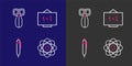 Set line Atom, Pen, Chalkboard and Scissors icon. Vector Royalty Free Stock Photo