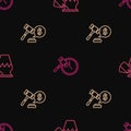 Set line Auction ancient vase, hammer price and on seamless pattern. Vector Royalty Free Stock Photo