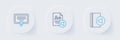 Set line Audio book, Exam sheet with plus grade and Certificate template icon. Vector