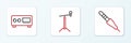 Set line Audio jack, Guitar amplifier and Microphone with stand icon. Vector Royalty Free Stock Photo