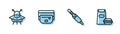 Set line Audio jack, UFO flying spaceship, Waist bag of banana and Burger icon. Vector