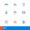 Set line Augmented reality AR, 3d modeling, VR controller game, Virtual glasses, and icon. Vector Royalty Free Stock Photo