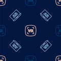 Set line Augmented reality AR, and Virtual on seamless pattern. Vector