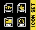 Set line AVI file document, GIF, PDF and PHP icon. Vector Royalty Free Stock Photo