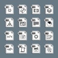 Set line AVI file document, M3U, PPT, MP4, BMP, OBJ, JS and TXT icon. Vector Royalty Free Stock Photo