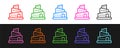 Set line Babel tower bible story icon isolated on black and white background. Vector Royalty Free Stock Photo