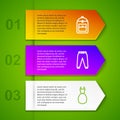 Set line Backpack, Sport pants, Woman dress and Camouflage cargo. Business infographic template. Vector